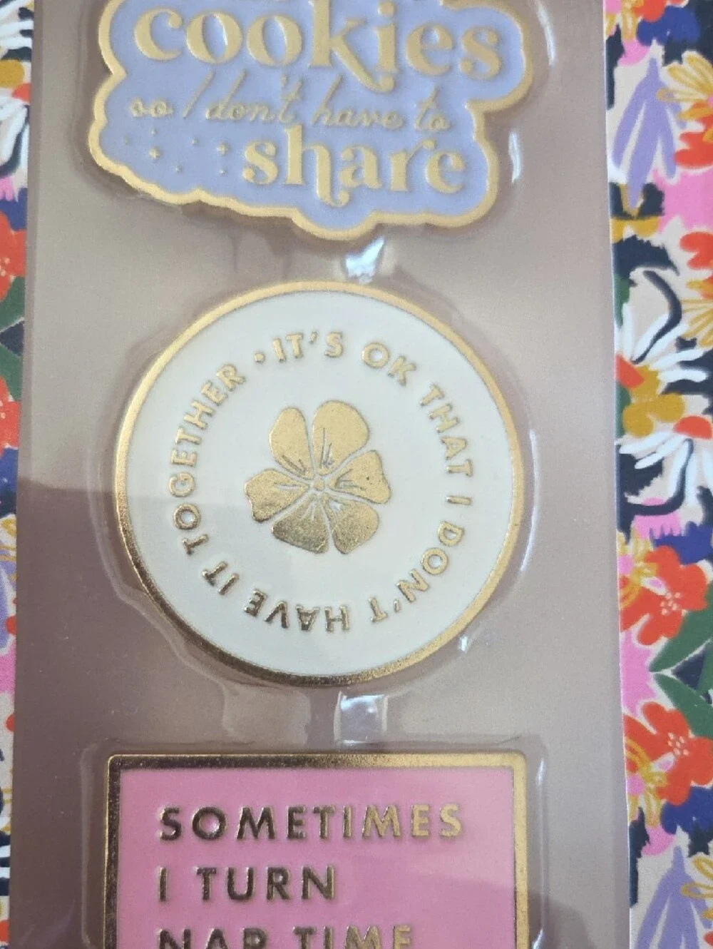 Paper Source Floral Mom Confessions Magnet Set - Pink, Gold, Blue, White - Set/3
